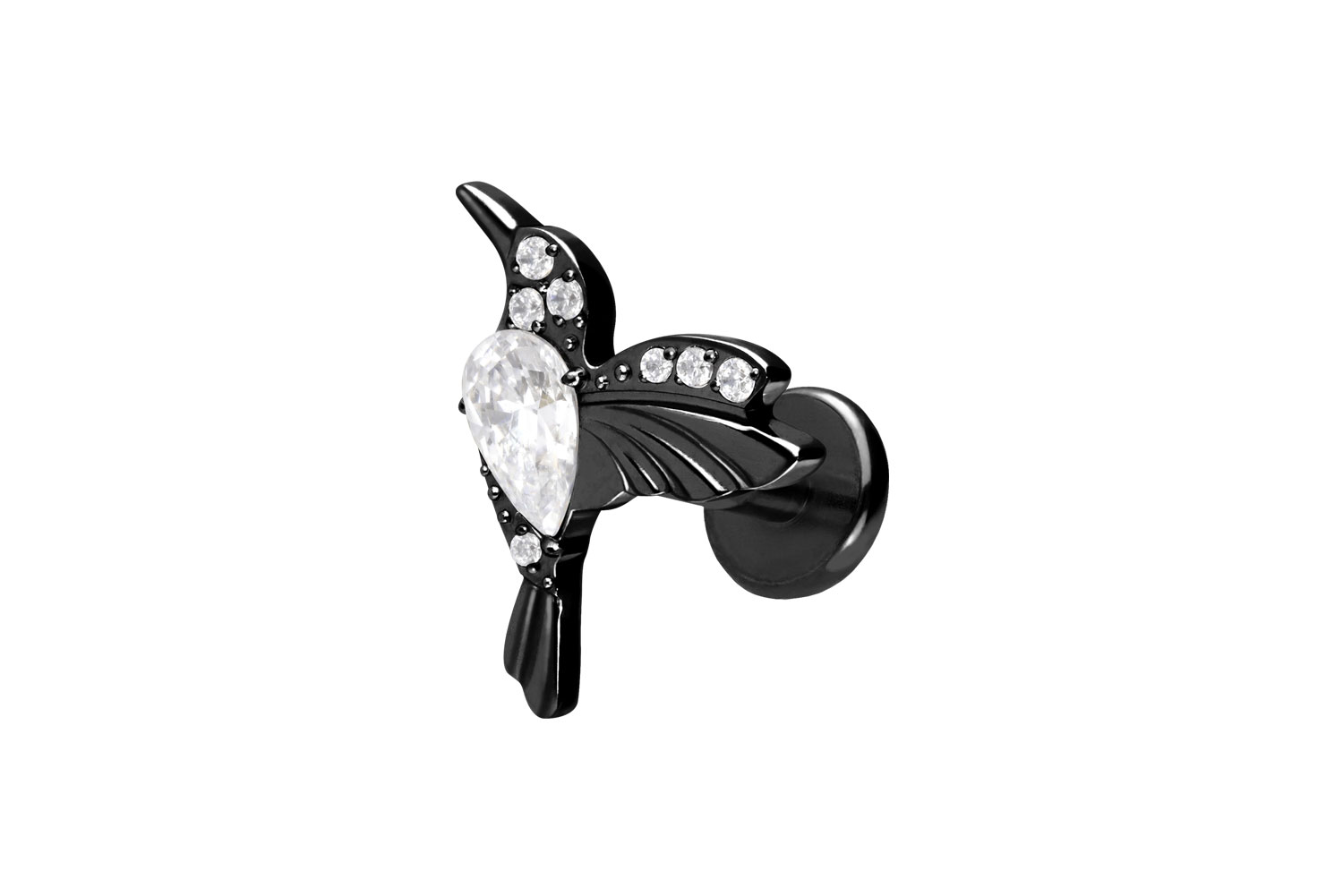 Titan Labret Piercing mit Push Fit KOLIBRI